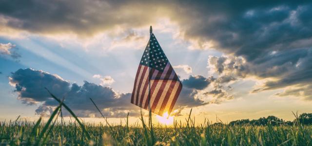 American flag in lawn - Aaron Burden